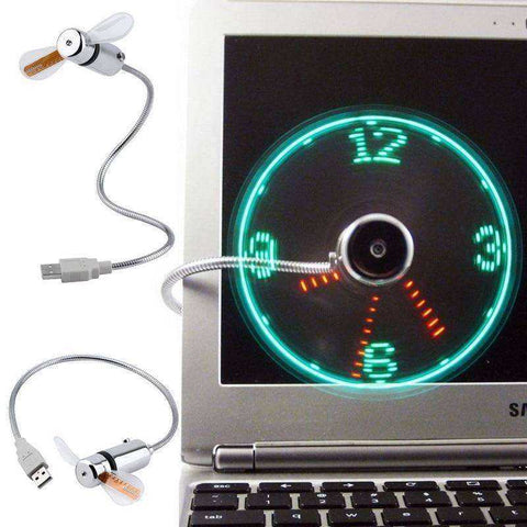 Image of Mini Led USB Portable Clock Fan Gadgets