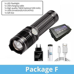 Rechargeable LED Flashlight With 4 Core P50 and 4 Colors LED Chip