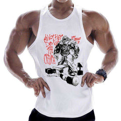 Summer Men Cotton Casual Printed Bodybuilding  Gym Fitness Workout Sleeveless Shirt