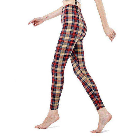 Image of New 2021 Fashion Plus Size Print Flower Guitar Plaid Thin Nine Leggings