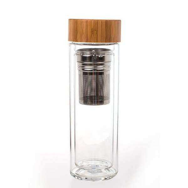 Portable Double Wall Glass Bottle Tea Infuser Tumbler