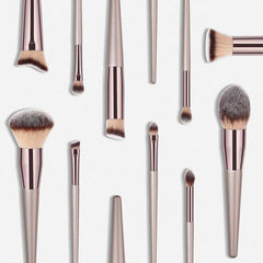 10Pcs Set High Quality Pro Champagne Makeup Brushes Kit