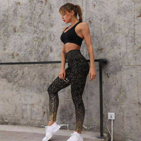Image of Women High Waist Glittered Push Up Workout Leggings