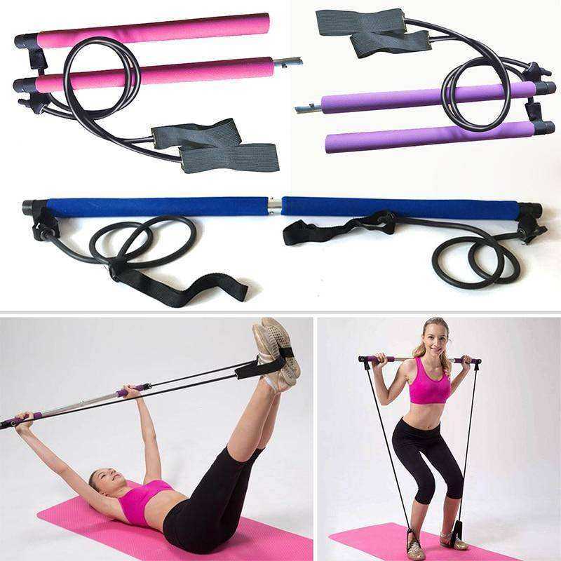 Pilates Bar Body Kit Crossfit Rubber Tube Elastic Bands