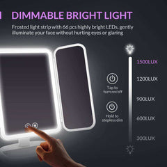 Rechargeable 3 Color Modes Magnifying Makeup Mirror 66 LEDs