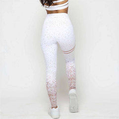 Women Gold Print High Waist Leggings Patchwork Push Up Pants