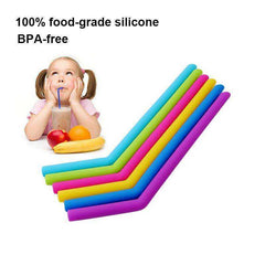 Reusable Drinking Flexible Straw Shakes with Brush & Pouch