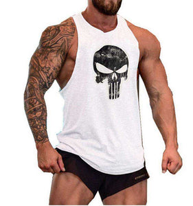 Men Undershirt Skull Bodybuilding Fitness Stringer Tank Tops