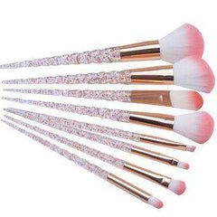 8pcs Red Glitter Diamond Crystal Makeup Brush Set