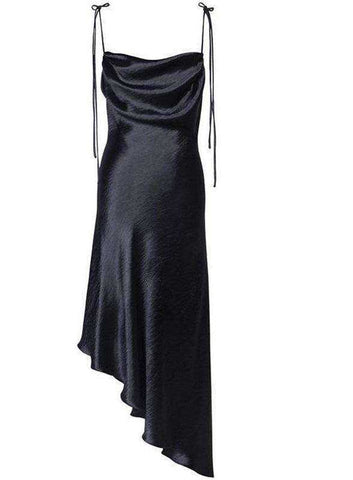 Image of Metallic Satin Backless Straps Long Dress