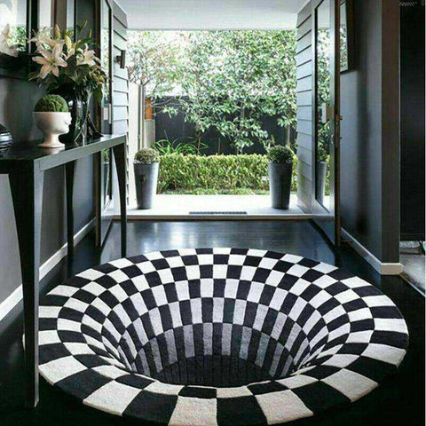 Image of Aesthetic 3D Swirl Print Optical Illusion Non-slip Rug Carpet Floor Pad