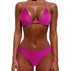 Sexy Women Pure Color 2021 New Brazilian Summer Style Lady Bandage Swimwear Bikini Set