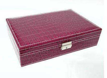 Cosmetic Rectangular Leather Case Jewelry Box