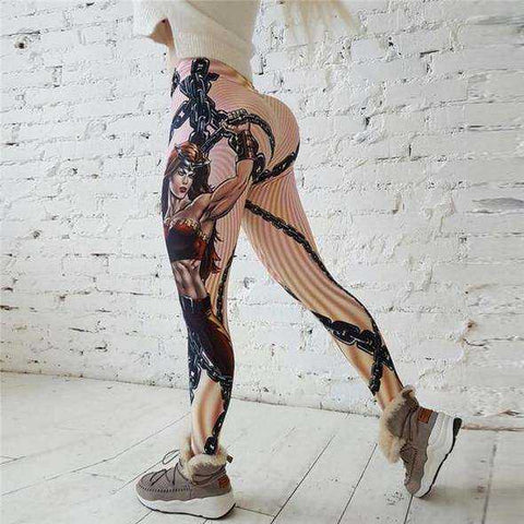 Image of V-Taper Power She Warrior Print Push Up Fitness Leggings