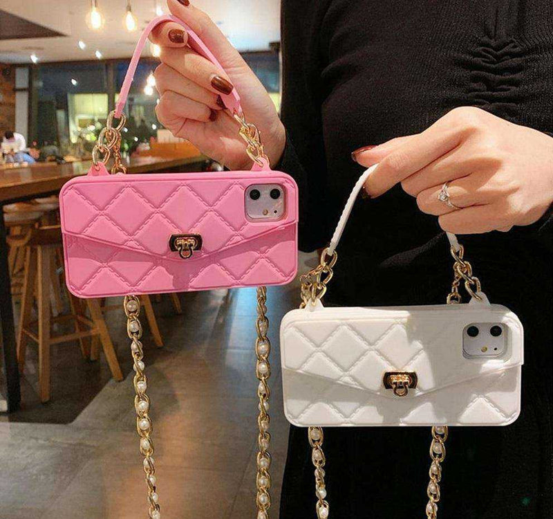 Luxury Chain Necklace Handbag Card Slot Wallet Case For iPhone