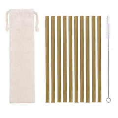 Natural Organic Reusable Bamboo Straw Set with Straw Brush
