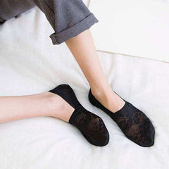1/2 Pairs Women Girls Lace Flower Short Socks Anti-skid Invisible Ankle Sock Slippers