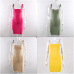 Spaghetti Strap Sexy Bodycon Elegant Sleeveless Mini Short Dress