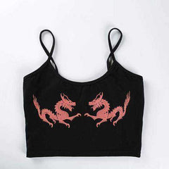 Leslie Black Dragon Crop Top