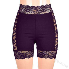 3XL Women High Waist Sexy Slim Lace Ruffles Cutout Short Leggings