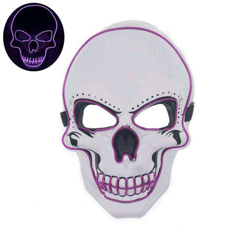 Image of Halloween Skeleton Skull  Mask LED Glow Scary EL-Wire Cosplay Costume