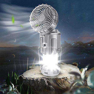 6 in 1 Portable Outdoor LED Camping Lantern With Fan Solar Rechargeable