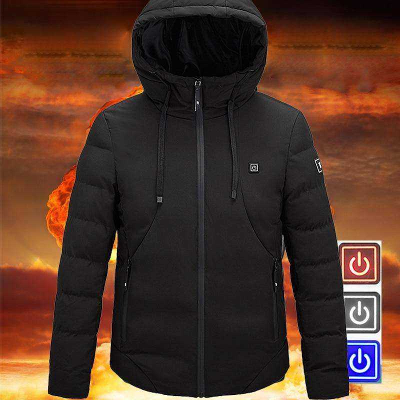 Unisex Winter Outdoor USB Infrared Heating Hooded Jacket