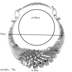 Retro Carved Peacock Collar