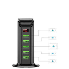 5 Port USB Charger HUB LED Display Multi USB Charging Station