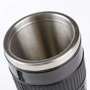 400ml Stainless Steel Drink Water Coffee Tea Camera Lens Shaped Thermos with Lid