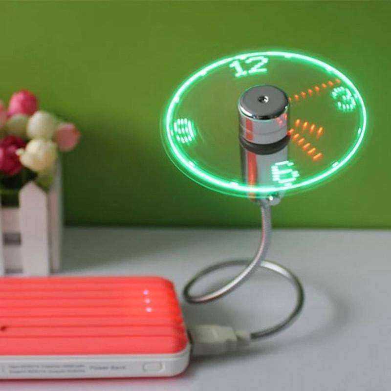 Mini Led USB Portable Clock Fan Gadgets