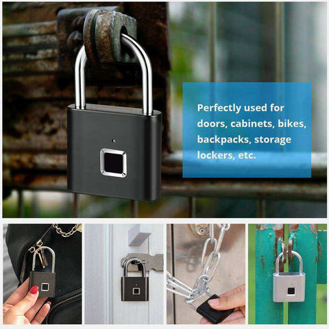 Image of Golden Security Keyless USB Rechargeable Door Lock Fingerprint Smart Padlock