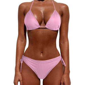 Sexy Women Pure Color 2021 New Brazilian Summer Style Lady Bandage Swimwear Bikini Set
