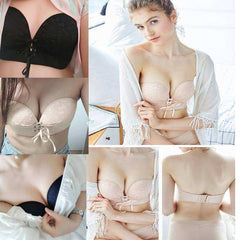 Women Floral Seamless Lace Strapless Push Up Bra Invisible Wireless Lingerie Underwear