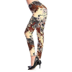 New 2021 Fashion Plus Size Print Flower Guitar Plaid Thin Nine Leggings