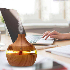 2020 Aesthetic Led Usb Essential Aroma Oil Diffuser Ultrasonic Wood Grain Air Humidifier