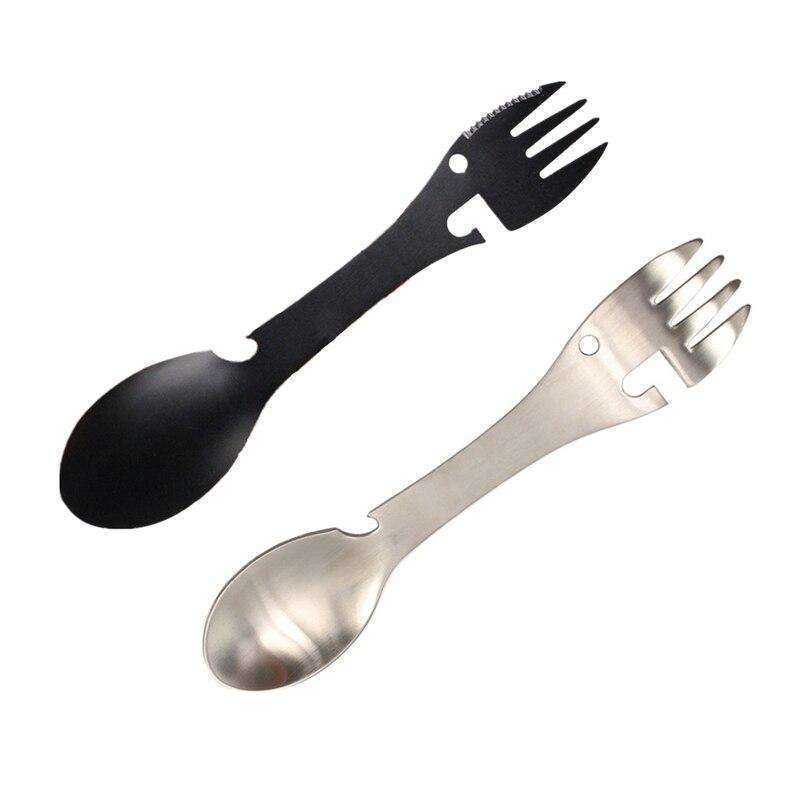 Multifunctional Stainless Steel Knife Fork Knife Spoon Bottle Can Opener Hiking Gear