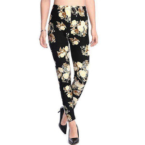 New 2021 Fashion Plus Size Print Flower Guitar Plaid Thin Nine Leggings