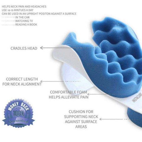 Image of Soft Neck Support Blue Travel Pillow Traction Device
