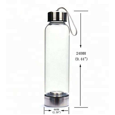 Image of Natural Quartz Gemstone Glass Water Bottle