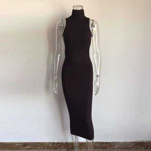 Women's High Turtleneck Backless Maxi Long Dress