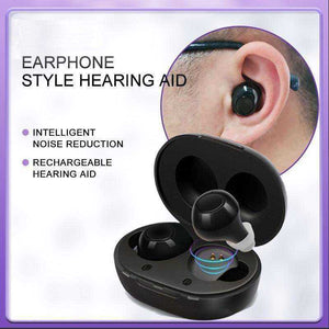 Portable Sound Amplifier Adjustable Black Hearing Aid for Deafness Elderly