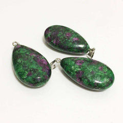 Large Size Green Stone Natural Rubies Zoisite Quartz Pendant