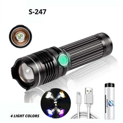 Rechargeable LED Flashlight With 4 Core P50 and 4 Colors LED Chip