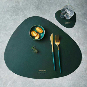 Non Slip PU Leather Tableware Pad Placemat Disc