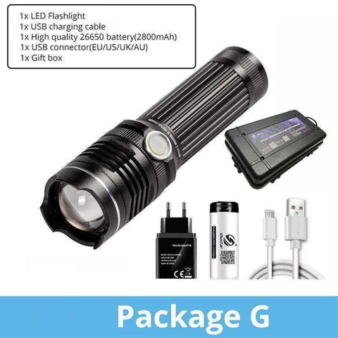 Image of Rechargeable LED Flashlight With 4 Core P50 and 4 Colors LED Chip