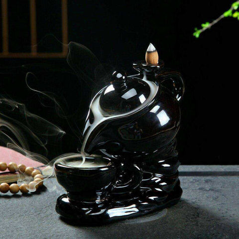 Image of Creative Teapot Ceramic Smoke Backflow Incense Burner