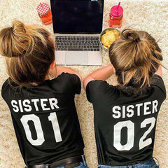 Fashion Sister 01 02 Best Friends T Shirts Aesthetic Harajuku Tops