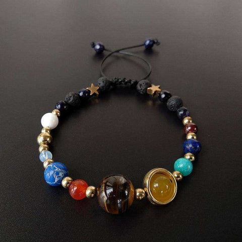 Image of 9 Planets Natural Stone Beads Adjustable Bracelet