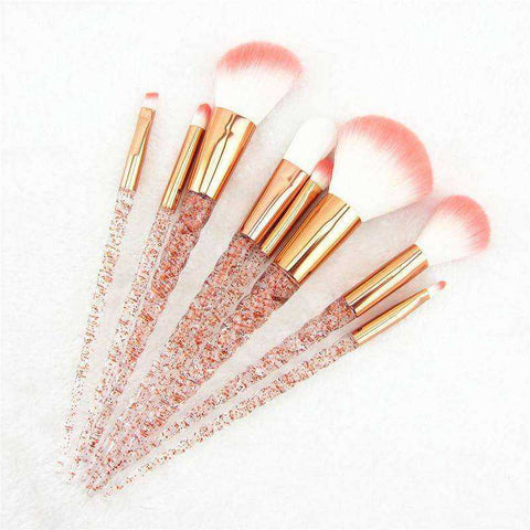 Image of 8pcs Red Glitter Diamond Crystal Makeup Brush Set